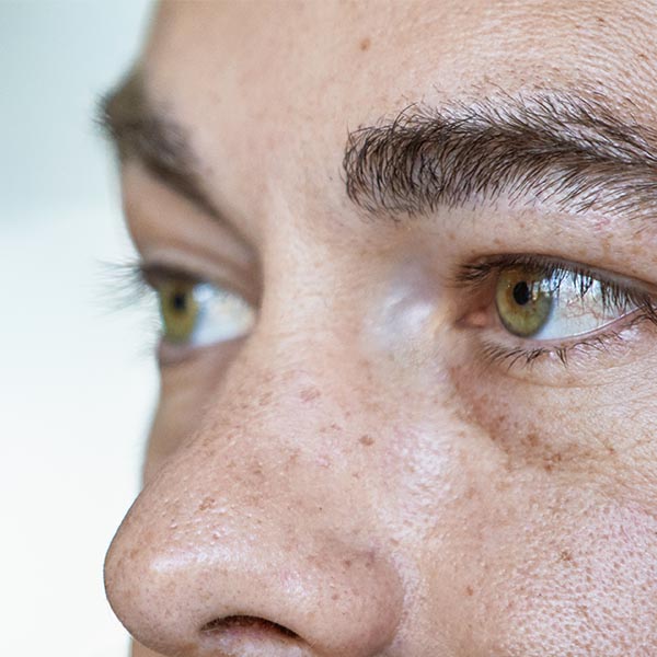 Close up of mans eyes side profile